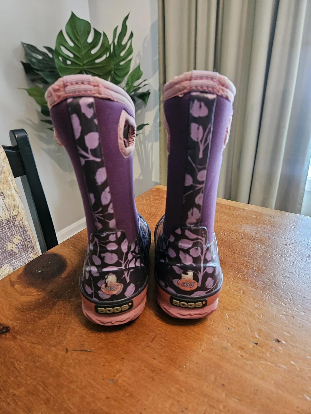 Bogs Kids Purple and Pink Floral Waterproof Rain Boots